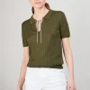 Montagut Pulls-Pull col polo soie naturelle - Alya 83-Kaki