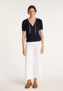 Montagut Pulls-Pull col polo soie naturelle - Alya 05-Bleu marine