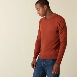 Montagut Pulls-Pull col rond avec logo en laine mérinos - Eddie 92-Rouille