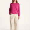Montagut Pulls-Pull col rond coton et lin - Nicky 26-Rose foncé