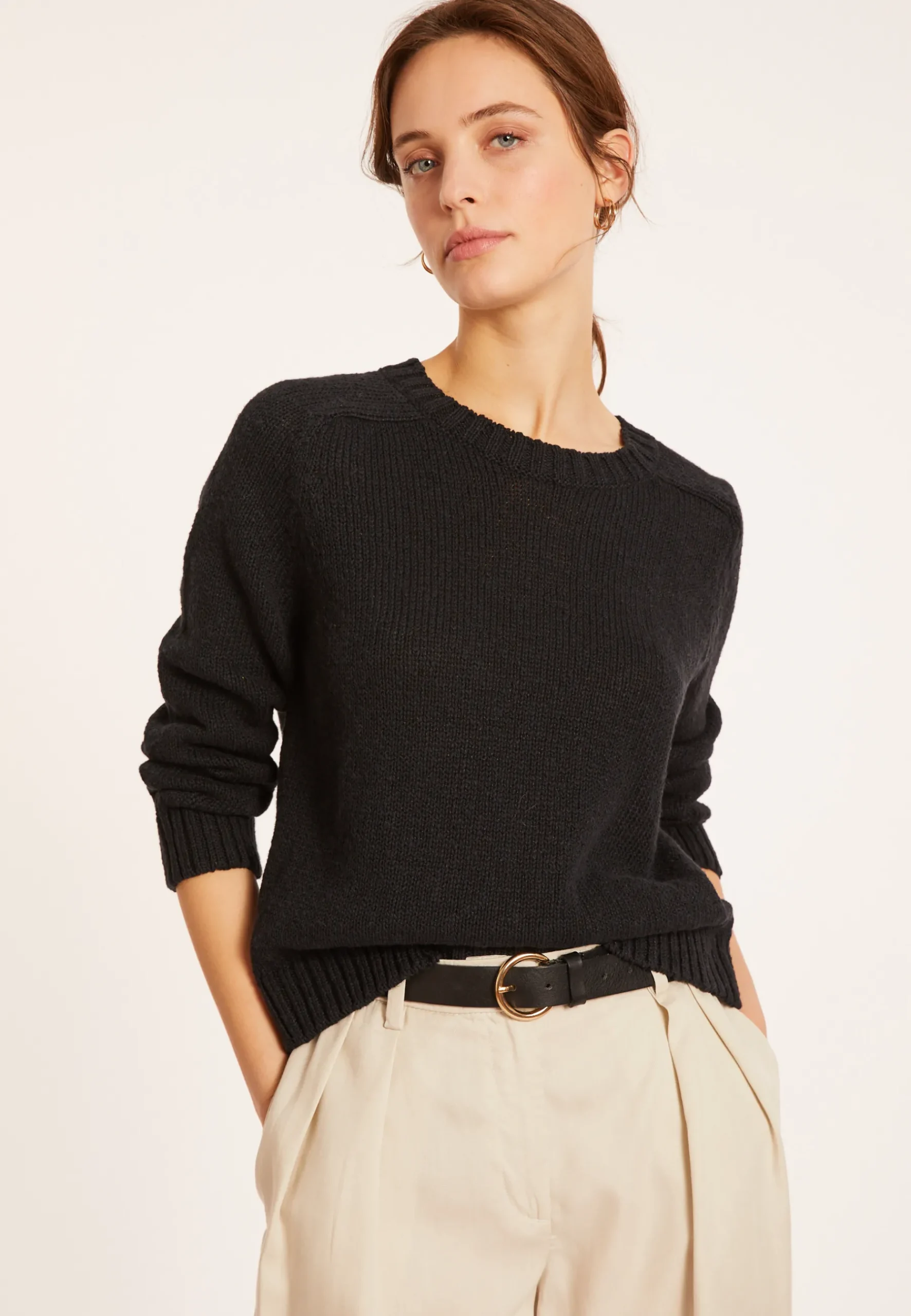 Montagut Pulls-Pull col rond coton et lin - Mick 05-Bleu marine