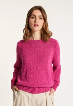 Montagut Pulls-Pull col rond coton et lin - Nicky 26-Rose foncé