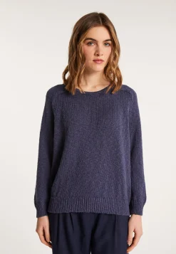 Montagut Pulls-Pull col rond coton et lin - Nicky 03-Bleu foncé