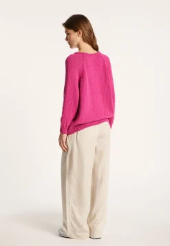 Montagut Pulls-Pull col rond coton et lin - Nicky 26-Rose foncé