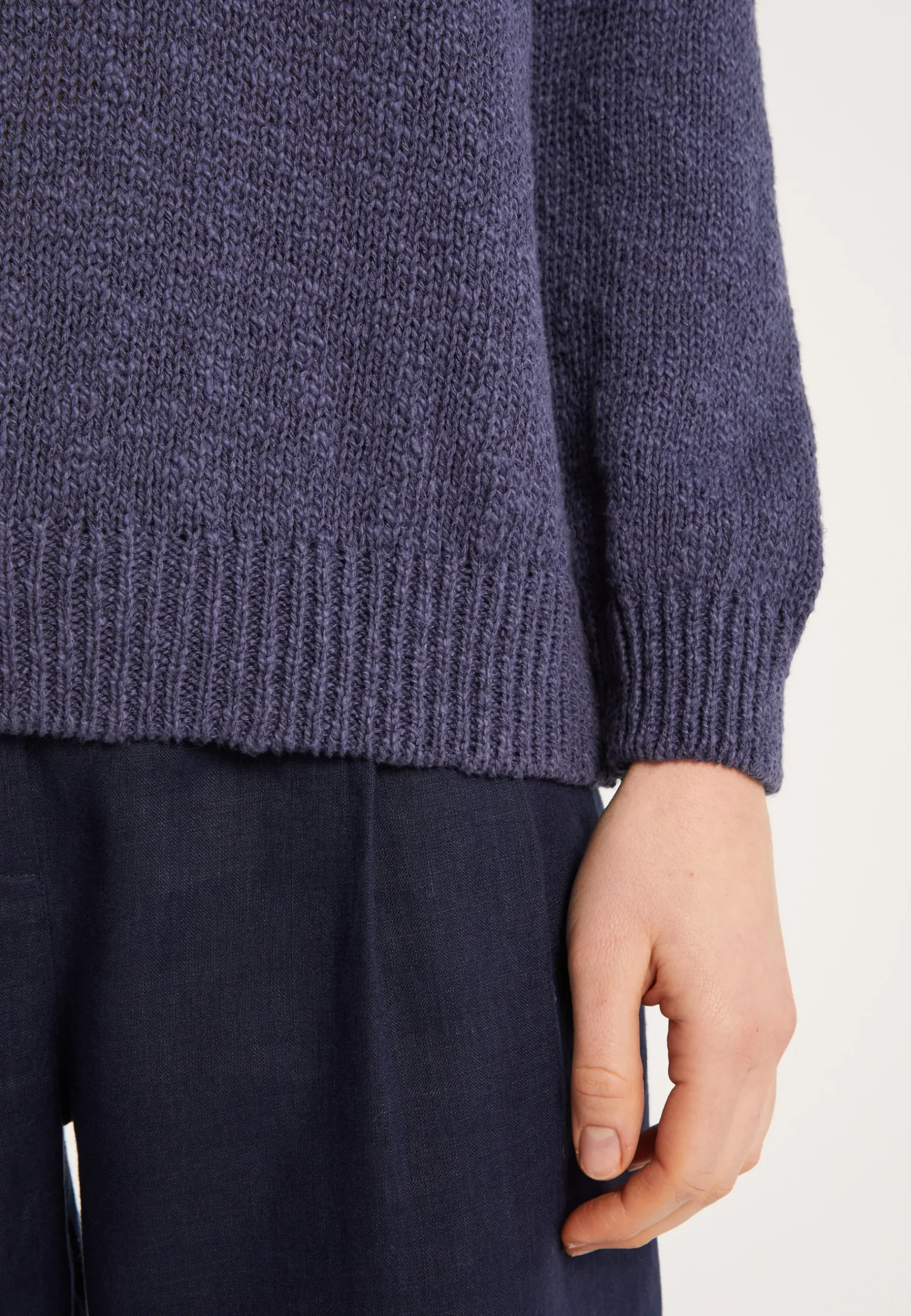 Montagut Pulls-Pull col rond coton et lin - Nicky 03-Bleu foncé