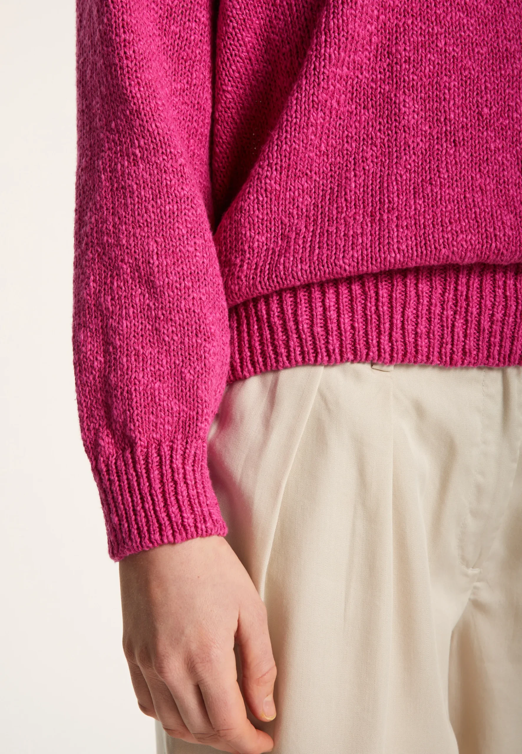 Montagut Pulls-Pull col rond coton et lin - Nicky 26-Rose foncé