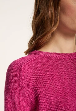 Montagut Pulls-Pull col rond coton et lin - Nicky 26-Rose foncé