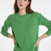 Montagut Les Incontournables-Pull col rond en cachemire - Abeline 22-Vert moyen