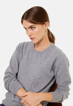 Montagut Les Incontournables-Pull col rond en cachemire - Abeline 09-Gris moyen