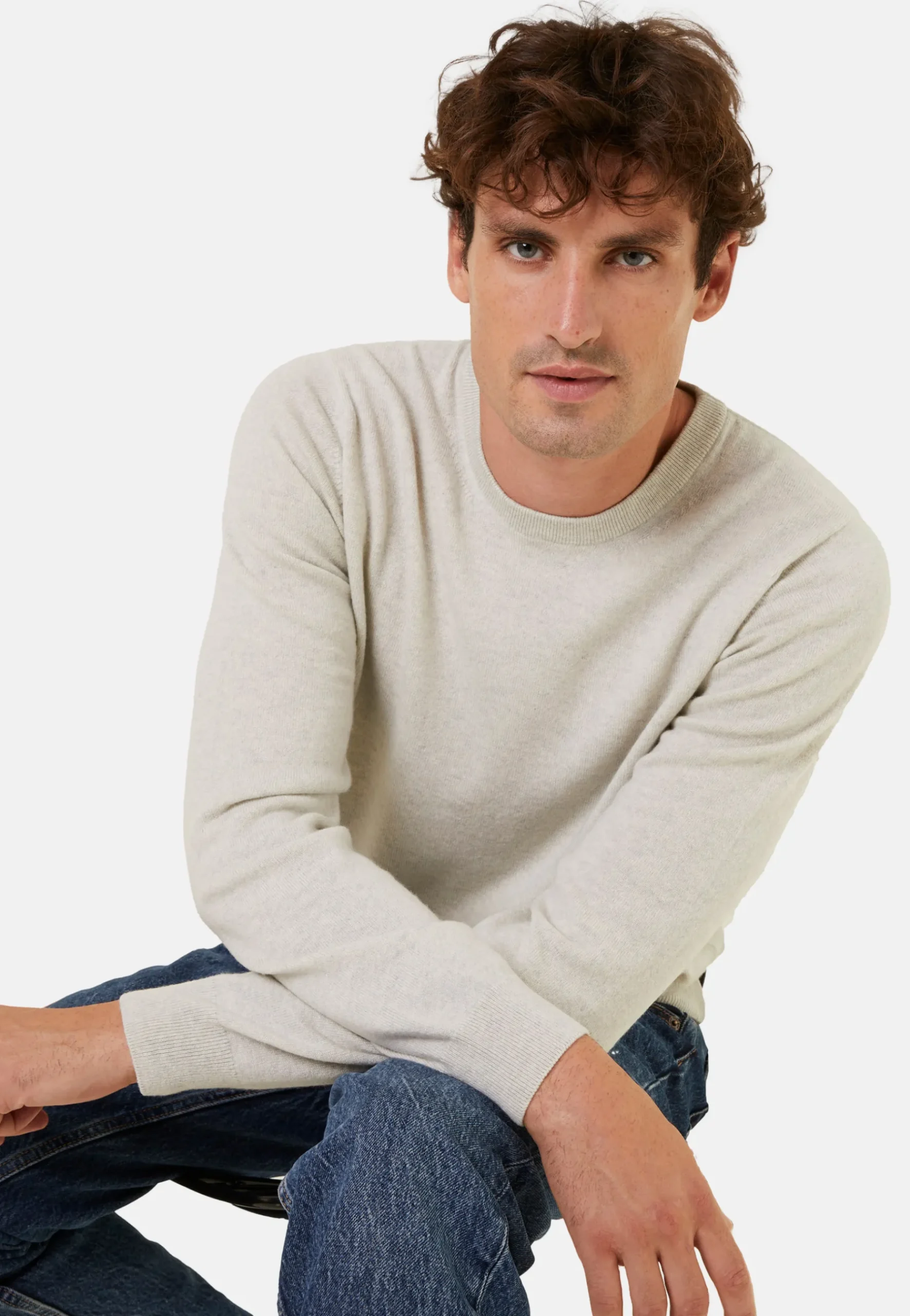 Montagut Pulls-Pull col rond en cachemire - Evain 11-Gris clair