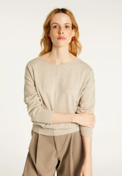 Montagut Pulls-Pull col rond en cachemire light - Soraya 13-Beige moyen