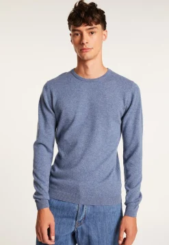 Montagut Pulls-Pull col rond en cachemire - Evain 06-Bleu moyen