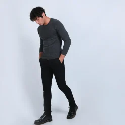 Montagut Pulls-Pull col rond en cachemire - Evain 10-Gris foncé