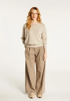 Montagut Pulls-Pull col rond en cachemire light - Soraya 13-Beige moyen
