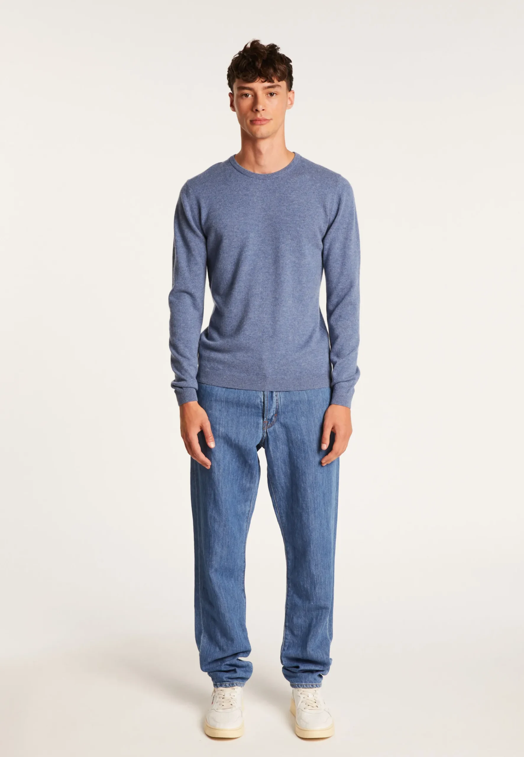 Montagut Pulls-Pull col rond en cachemire - Evain 06-Bleu moyen
