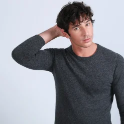 Montagut Pulls-Pull col rond en cachemire - Evain 10-Gris foncé