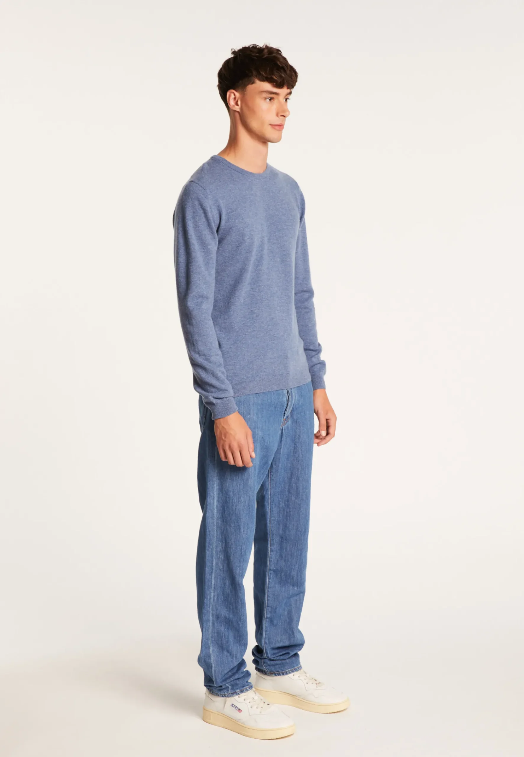 Montagut Pulls-Pull col rond en cachemire - Evain 06-Bleu moyen