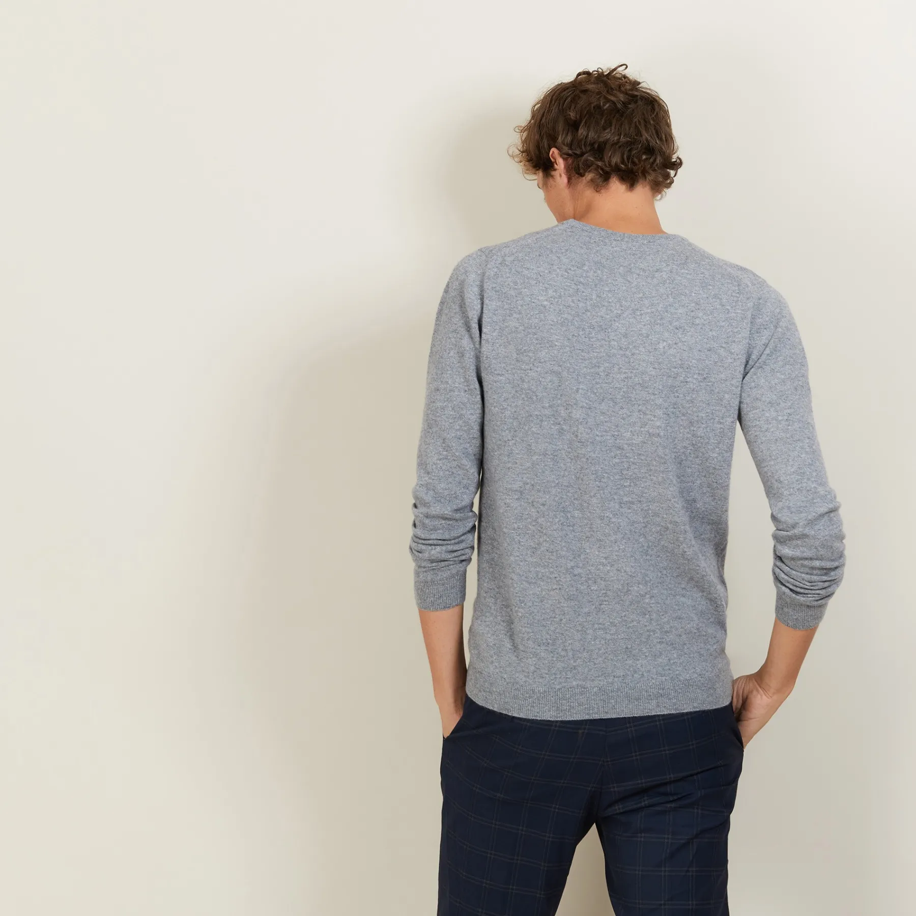 Montagut Pulls-Pull col rond en cachemire - Evain 09-Gris moyen