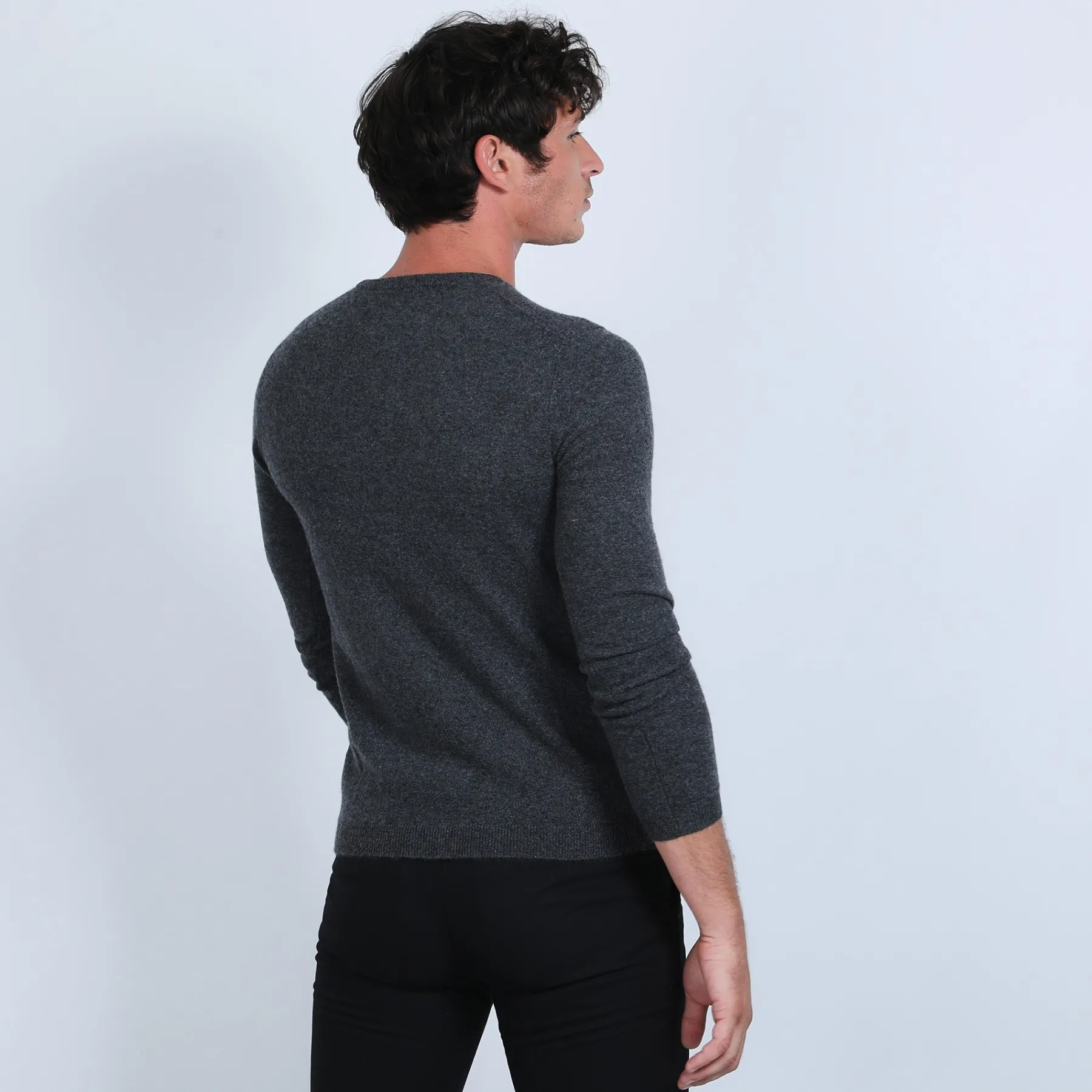 Montagut Pulls-Pull col rond en cachemire - Evain 10-Gris foncé