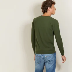 Montagut Pulls-Pull col rond en cachemire - Evain 83-Kaki