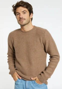 Montagut Pulls-Pull col rond en cachemire 4 fils - Liverpool 46-Marron clair