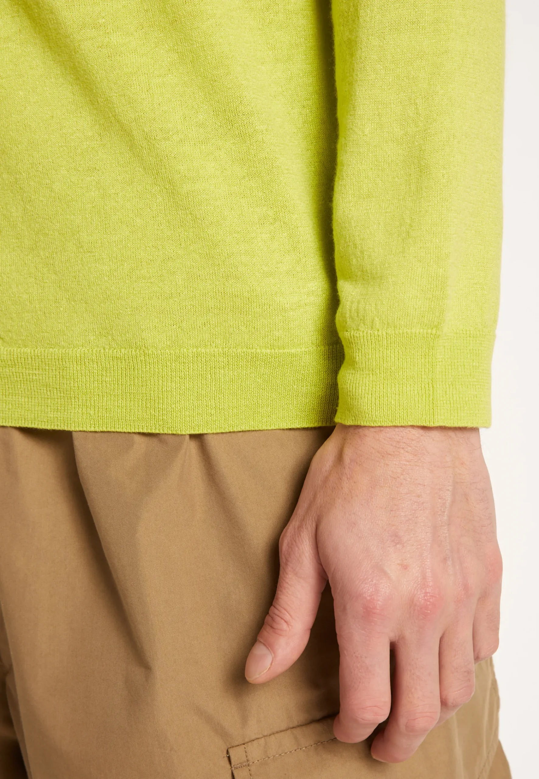 Montagut Pulls-Pull col rond en cachemire et lin - Bandit 90-Vert anis