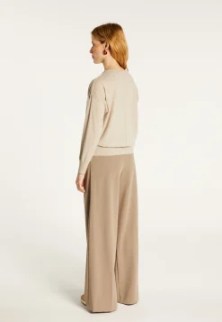 Montagut Pulls-Pull col rond en cachemire light - Soraya 13-Beige moyen