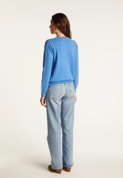 Montagut Les Incontournables-Pull col rond en cachemire - Abeline 06-Bleu moyen
