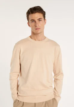 Montagut Pulls-Pull col rond en coton - Balboa 12-Beige clair