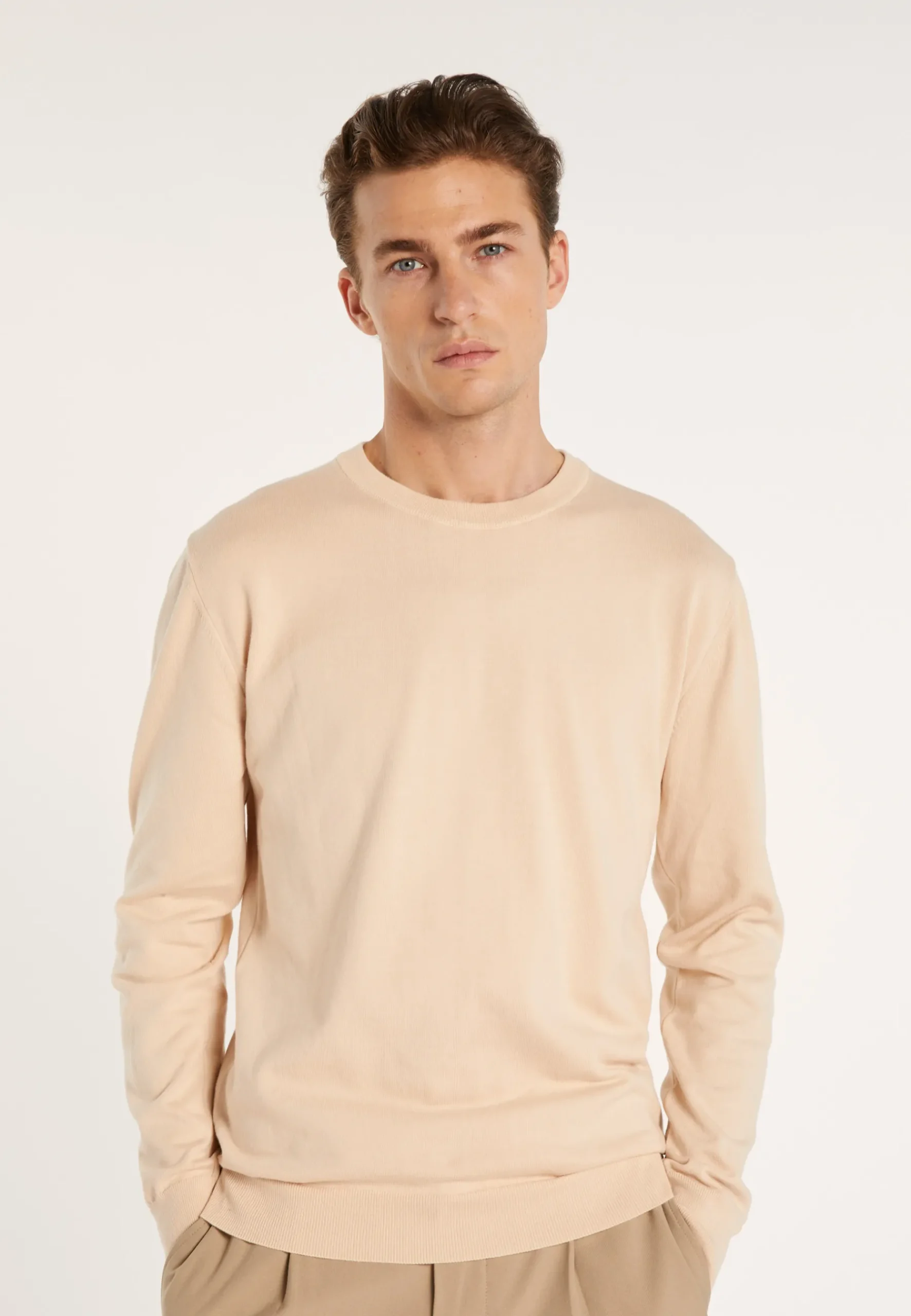 Montagut Pulls-Pull col rond en coton - Balboa 12-Beige clair