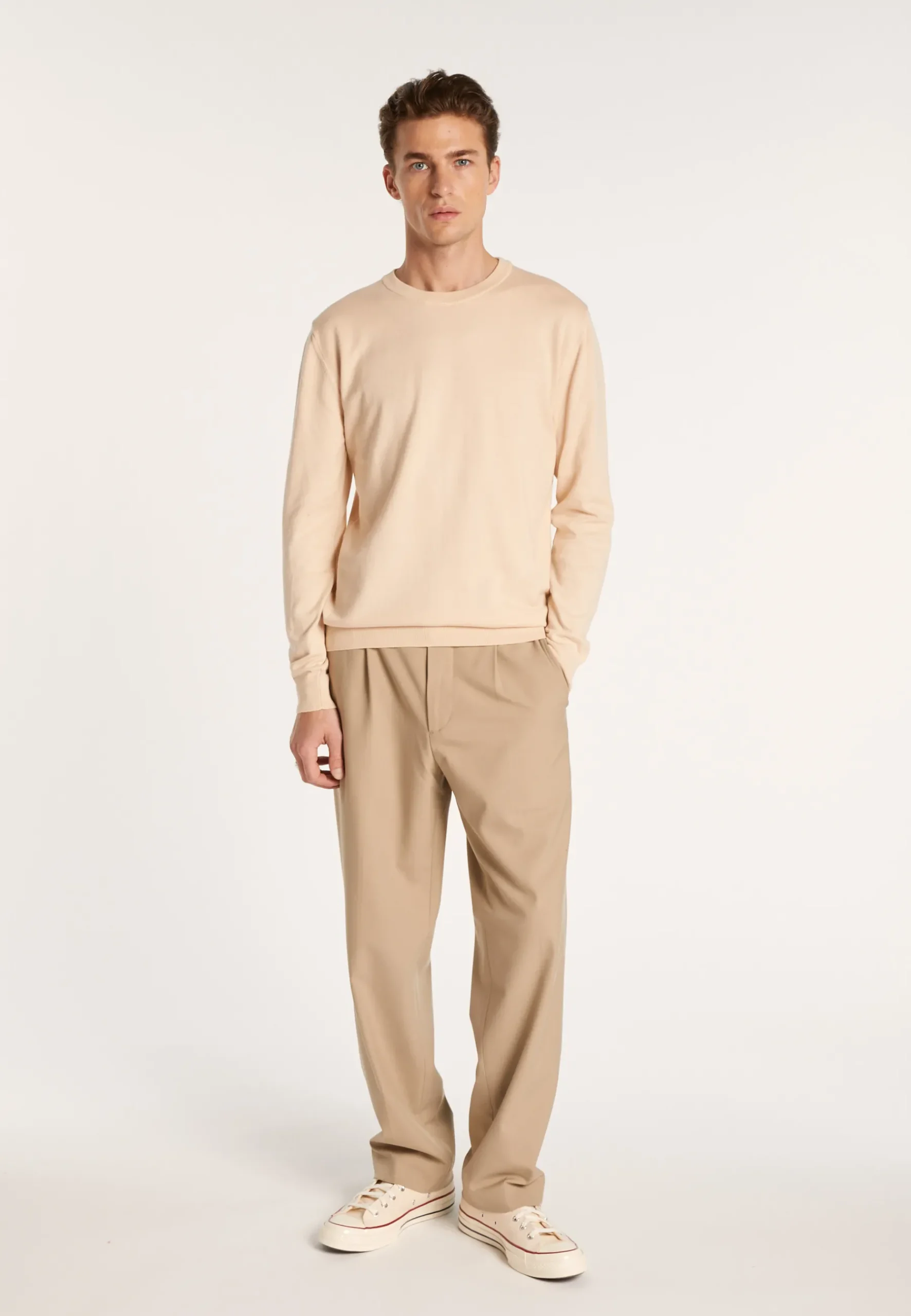 Montagut Pulls-Pull col rond en coton - Balboa 12-Beige clair