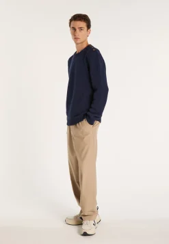 Montagut Pulls-Pull col rond en coton - Lothaire 05-Bleu marine