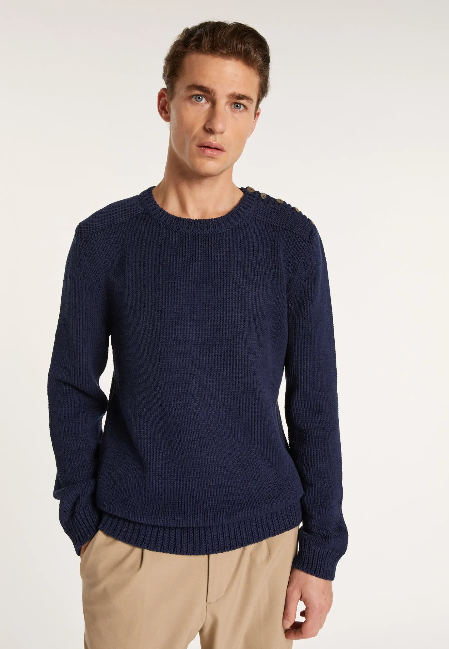 Montagut Pulls-Pull col rond en coton - Lothaire 05-Bleu marine