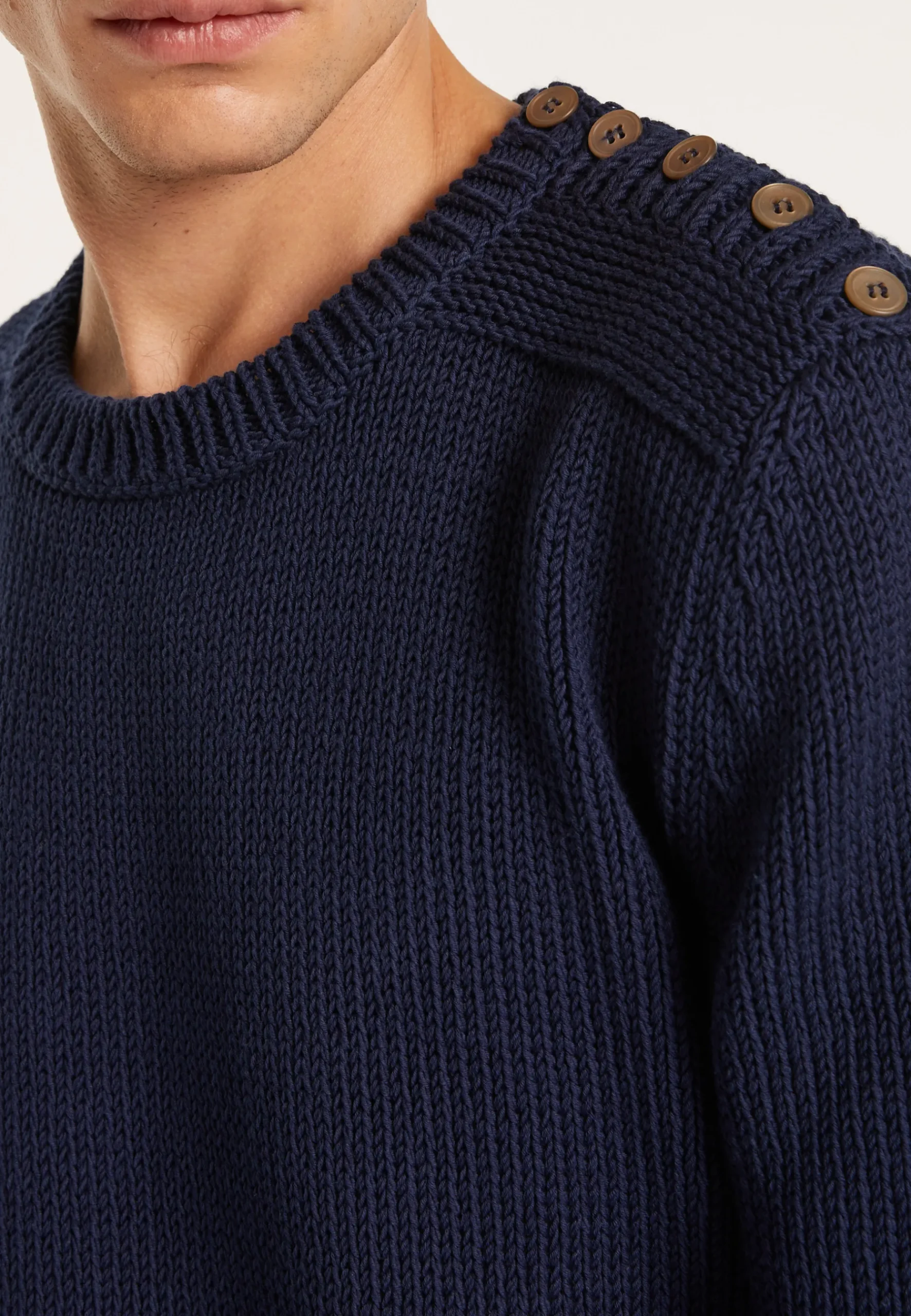 Montagut Pulls-Pull col rond en coton - Lothaire 05-Bleu marine