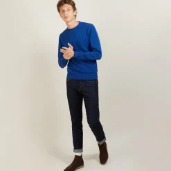 Montagut Pulls-Pull col rond en coton cachemire - Burton 48-Bleu roi