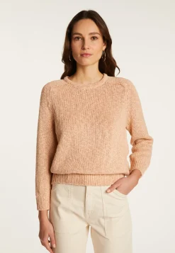 Montagut Pulls-Pull col rond en coton et lin - Nicky 24-Rose clair