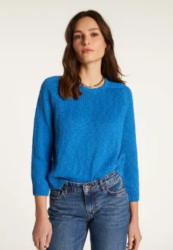 Montagut Pulls-Pull col rond en coton et lin - Nicky 06-Bleu moyen