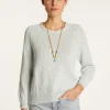 Montagut Pulls-Pull col rond en coton et lin - Nicky 77-Bleu ciel