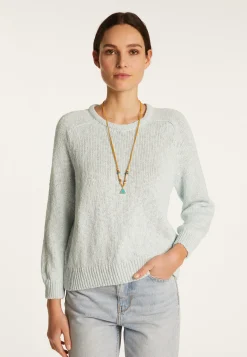 Montagut Pulls-Pull col rond en coton et lin - Nicky 77-Bleu ciel