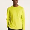 Montagut Pulls-Pull col rond en coton et lin flammé - Isaia 90-Vert anis