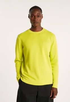 Montagut Pulls-Pull col rond en coton et lin flammé - Isaia 90-Vert anis