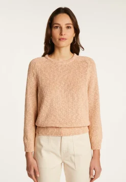 Montagut Pulls-Pull col rond en coton et lin - Nicky 24-Rose clair