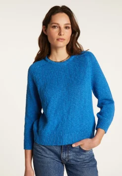 Montagut Pulls-Pull col rond en coton et lin - Nicky 06-Bleu moyen