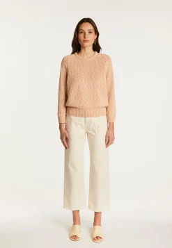 Montagut Pulls-Pull col rond en coton et lin - Nicky 24-Rose clair