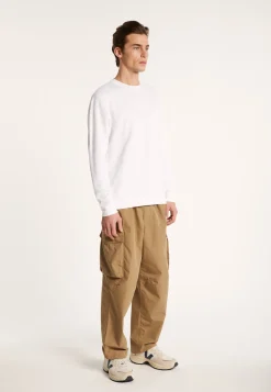 Montagut Pulls-Pull col rond en coton et lin flammé - Isaia 02-Blanc