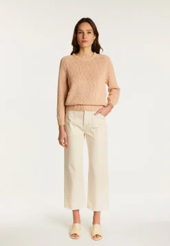 Montagut Pulls-Pull col rond en coton et lin - Nicky 24-Rose clair