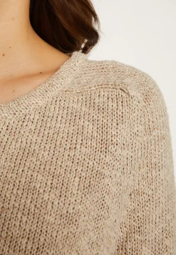 Montagut Pulls-Pull col rond en coton et lin - Nicky 82-Ecru