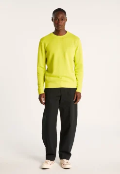 Montagut Pulls-Pull col rond en coton et lin flammé - Isaia 90-Vert anis