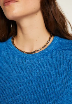 Montagut Pulls-Pull col rond en coton et lin - Nicky 06-Bleu moyen