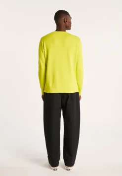 Montagut Pulls-Pull col rond en coton et lin flammé - Isaia 90-Vert anis